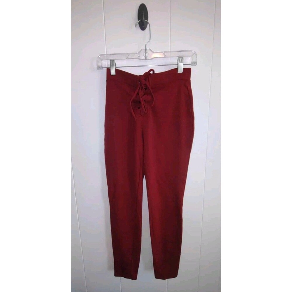 Forever 21 | Burgundy High Waist Tie Front Stretch Pull On Pants Size Medium